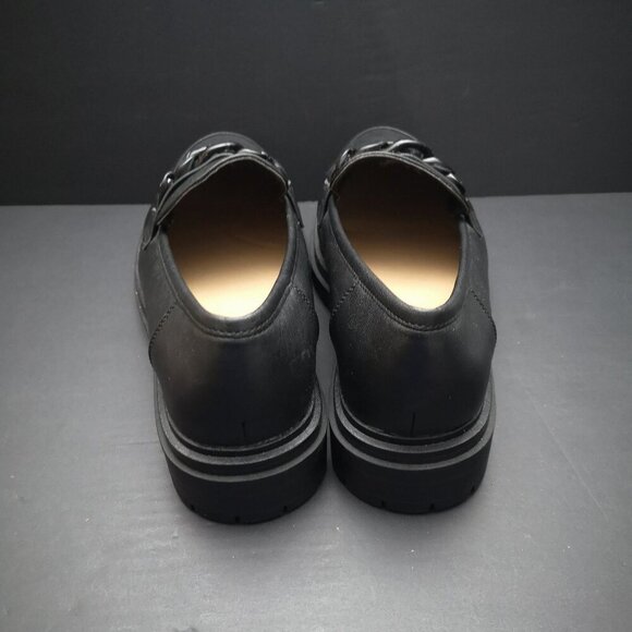 NWOT Penningtons Ladies Size 12WW Black Faux Leather Chunky Sole Loafers - Picture 7 of 9